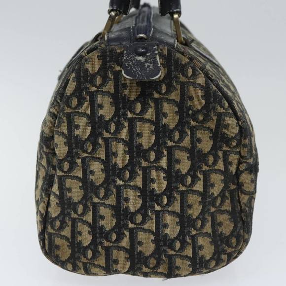 Christian Dior Trotter Canvas Hand Bag Navy Gold Auth 93865 - Picture 3 of 16